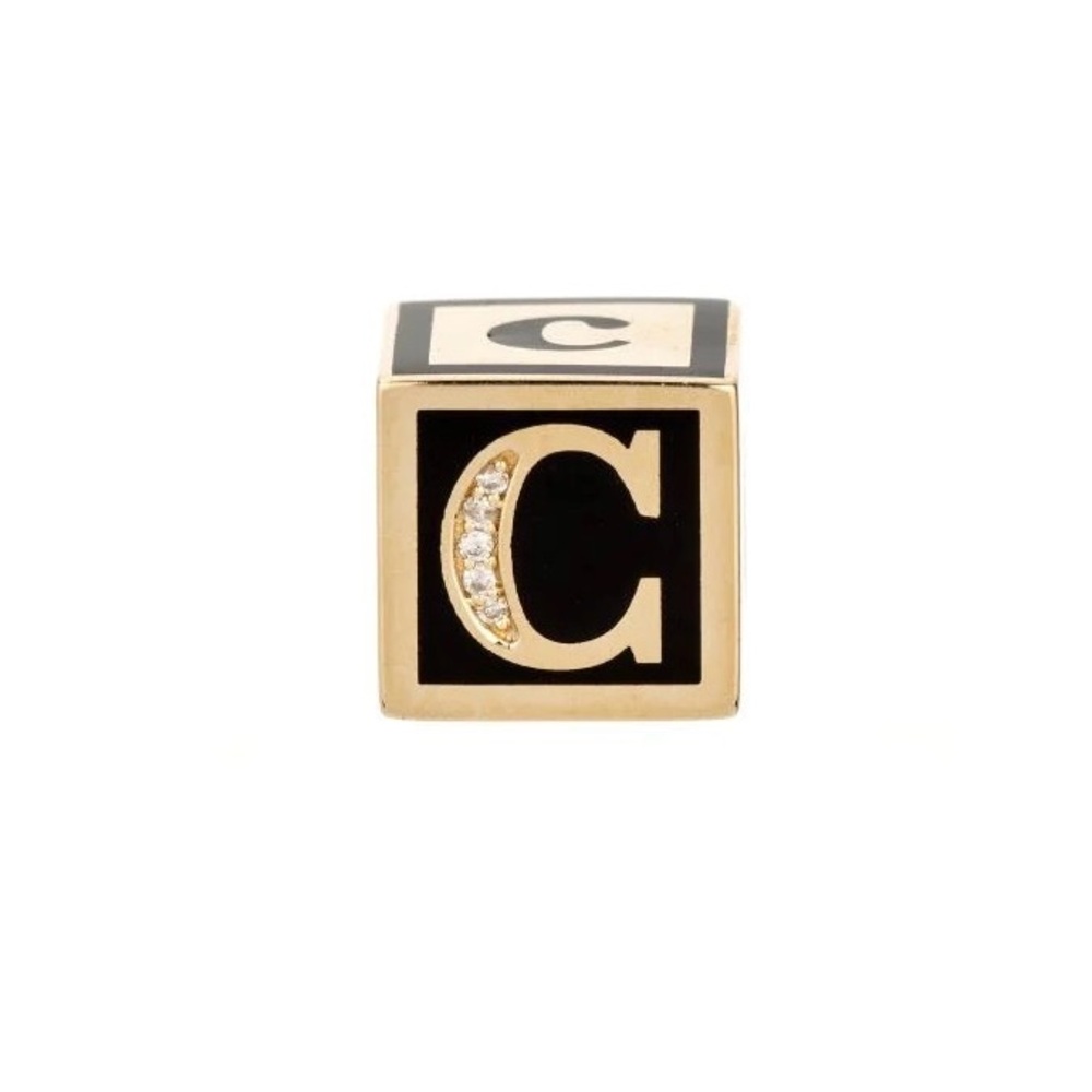 Gold and Black Initial Charm